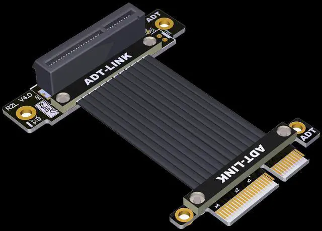 Alt view image 2 of 6 - Weastlinks Riser 4.0 PCIe 4.0 X4 ADT-Link PCI Express 4.0 X4 Extension Cable Vertical 90 Degree
