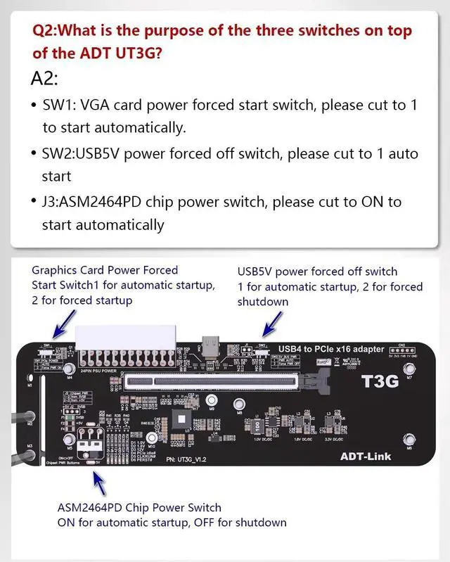 Alt view image 6 of 7 - Weastlinks For NUC/ITX/STX/Nootbook PC Graphics Card External USB4 to PCIe 4.0 x16 Connector eGPU Adapter for Thunderbolt 3/4