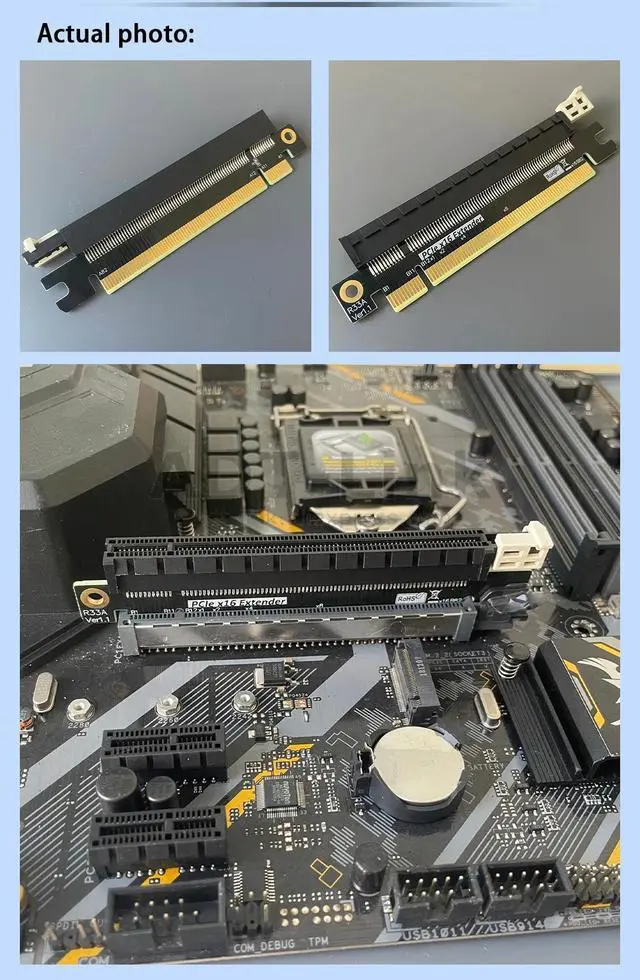 Alt view image 5 of 7 - Weastlinks PCIe 164 Pin 16x Male to Female Riser Extended Card Adapter 4.0 PCI-e Express Test DIP slot With Fixing plate for 1U 2U 3U
