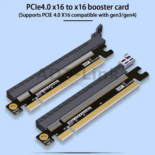 Alt view image 3 of 7 - Weastlinks PCIe 164 Pin 16x Male to Female Riser Extended Card Adapter 4.0 PCI-e Express Test DIP slot With Fixing plate for 1U 2U 3U