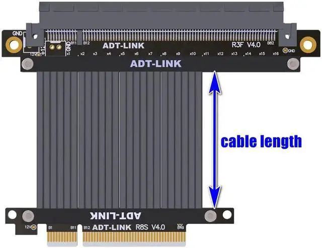 Alt view image 3 of 4 - Weastlinks PCIe 4.0 Riser Cable 4.0 X8 X16 PCI Express Riser Extender Riser Cable for Vertical Mount