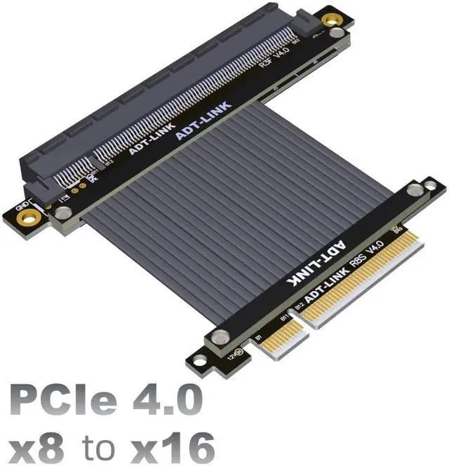 Alt view image 2 of 4 - Weastlinks PCIe 4.0 Riser Cable 4.0 X8 X16 PCI Express Riser Extender Riser Cable for Vertical Mount
