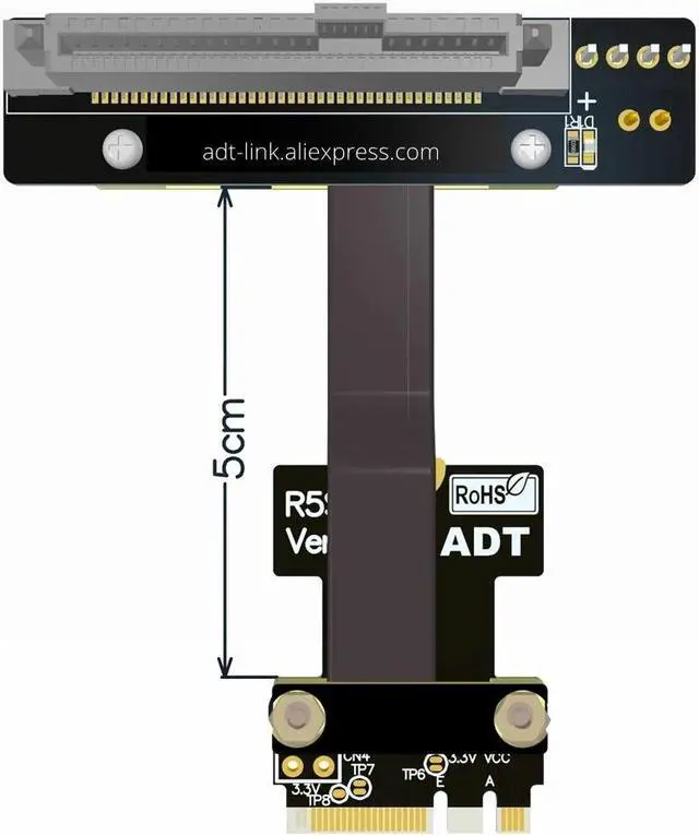 Alt view image 2 of 6 - Weastlinks U.2 nvme ssd to m.2 U2 to M2 key a.e. SFF-8639 wifi pcie extension cable for intel motherboard PCIe3.0x1 gen3 8G/bps