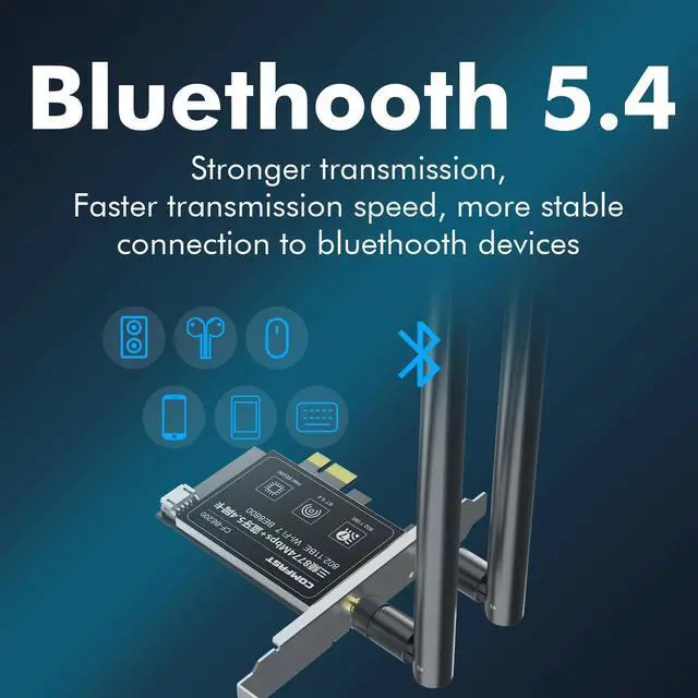 Alt view image 4 of 7 - Weastlinks WiFi 7 BE200 PCI-E Network Card 2.4G&5G&6GHz Tri-band 8774Mbps BE200NGW Chip 802.11be Bluetooth 5.4 Wireless PCIe