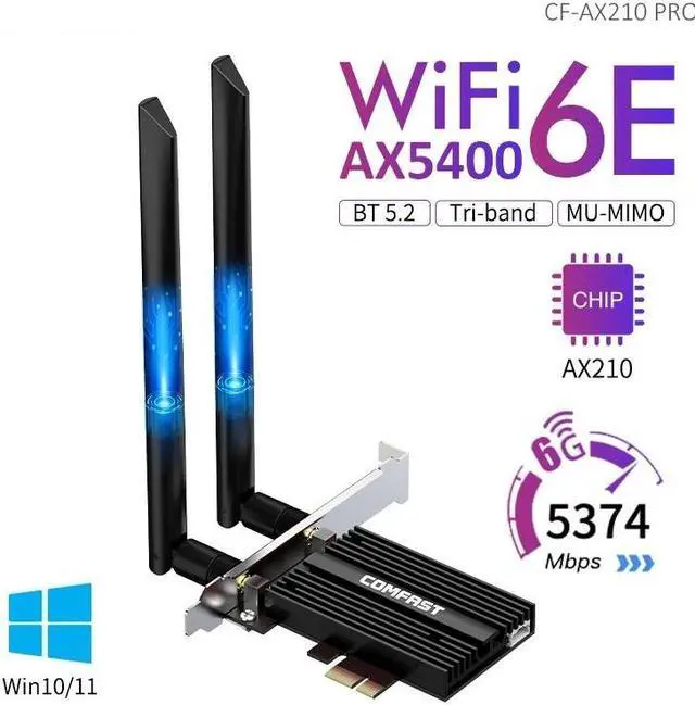 Main image of Weastlinks 5374Mbps WiFi6E Intel AX210 PCIe Wireless Network Card 2.4G/5G/6GHz WiFi 6e Adapter 802.11ax/ac Bluetooth 5.2 For PC Win11/10