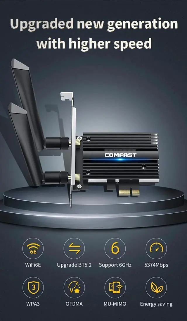 Alt view image 6 of 7 - Weastlinks 5374Mbps WiFi6E Intel AX210 PCIe Wireless Network Card 2.4G/5G/6GHz WiFi 6e Adapter 802.11ax/ac Bluetooth 5.2 For PC Win11/10