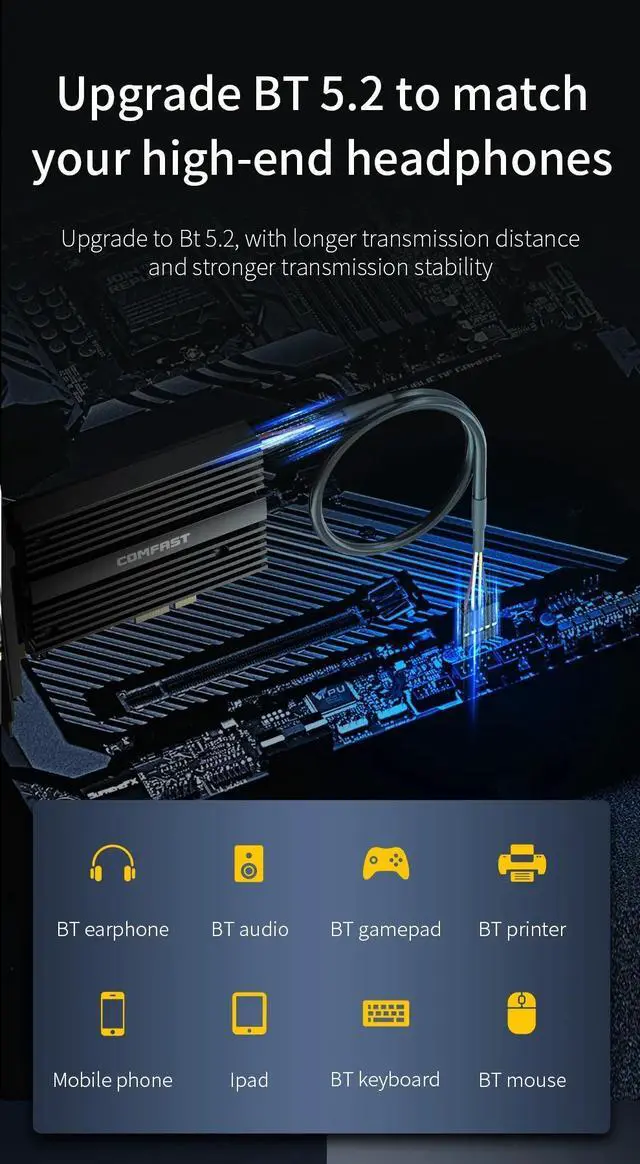 Alt view image 7 of 7 - Weastlinks 5374Mbps WiFi6E Intel AX210 PCIe Wireless Network Card 2.4G/5G/6GHz WiFi 6e Adapter 802.11ax/ac Bluetooth 5.2 For PC Win11/10