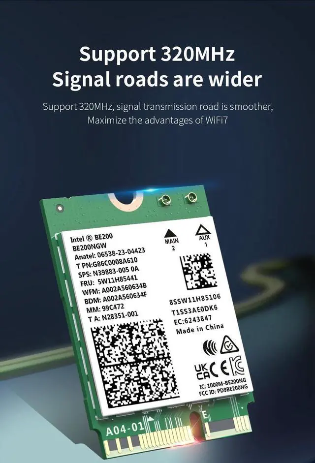 Alt view image 4 of 7 - Weastlinks WiFi 7 Intel BE200 Network Card Bluetooth 5.4 Tri Band 2.4G/5G/6GHz 8774Mbps BE200NGW M.2 Wireless Adapter Better than WiFi 6E