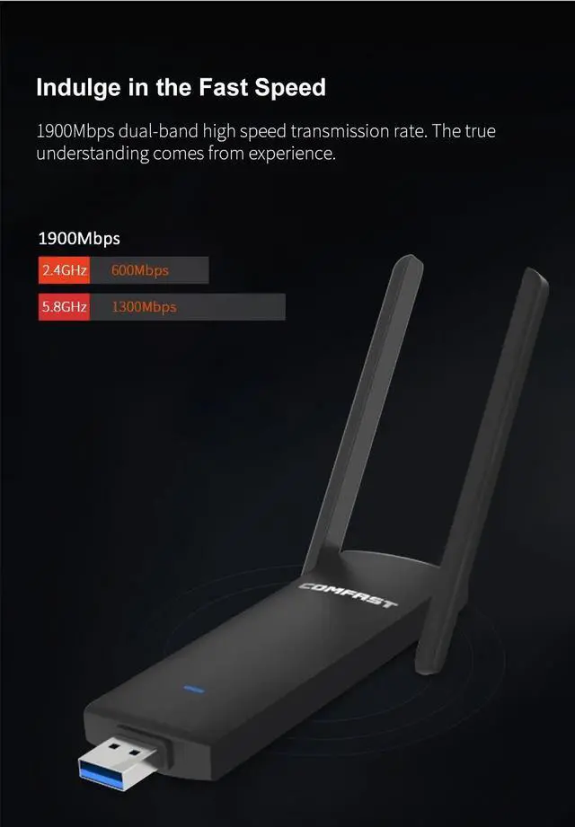 Alt view image 2 of 7 - Weastlinks 1900Mbps Dual Band 2.4G 5GHz USB WiFi Adapter 2dbi Antenna Monitor Mode 802.11ac Wireless Network Card For Windows Kali Linux