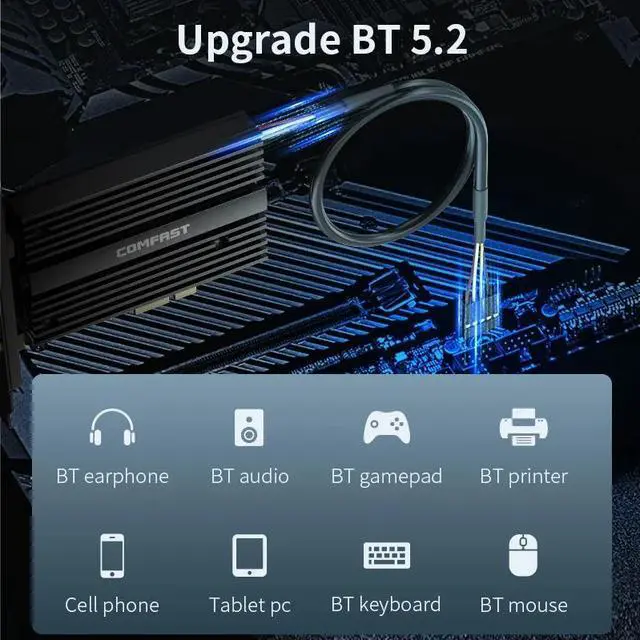 Alt view image 3 of 7 - Weastlinks WiFi6E 3000Mbps PCI-E Network Card 2.4G&5GHz&6GHz Tri Band WiFi Adapter 802.11AX AX181 For Desktop PC Win10/Win11 64bit