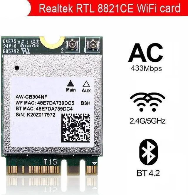 Main image of Weastlinks Realtek RTL8821CE AW-CB304NF 802.11AC 1X1 NGFF M.2 dual band 2.4G 5G 433Mbps BT Bluetooth 4.2 WiFi wireless network card