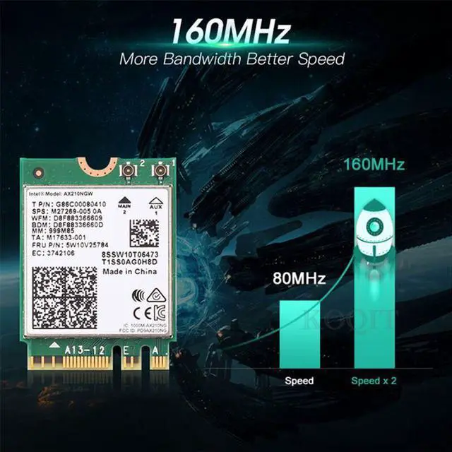 Alt view image 4 of 7 - Weastlinks Intel AX210 AX210NGW Killer 1675x AX1675x Wi-Fi 6E 802.11AX Dual Band 2.4G 5G 6G 5374mbps Bluetooth 5.2 M.2 NGFF wifi card