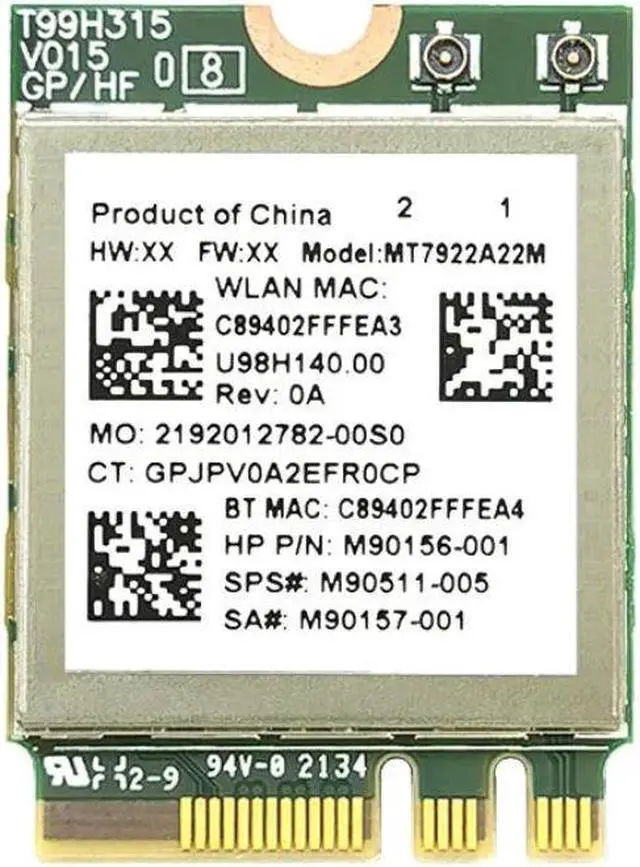 Alt view image 3 of 3 - Weastlinks WiFi6E MT7922 MT7922A22M 2400Mbps Wifi Card 2.4/5/6G Bluetooth 5.2 BT5.2 Wireless Adapter Wireless Card 2400M M.2 NGFF