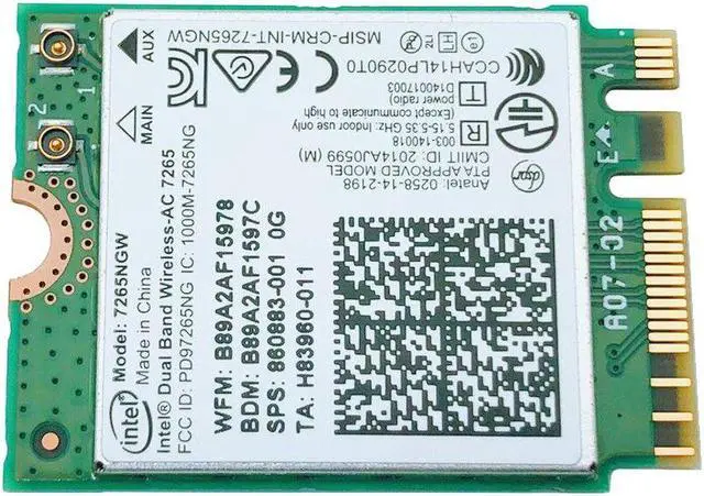 Alt view image 3 of 6 - Weastlinks M.2 WiFi Adapter For Intel 7265NGW Dual Band Wireless-AC 7265 1167Mbps 802.11ac 2x2 WiFi Bluetooth 4.2 NGFF M.2 Network Card