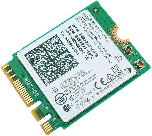 Alt view image 2 of 6 - Weastlinks M.2 WiFi Adapter For Intel 7265NGW Dual Band Wireless-AC 7265 1167Mbps 802.11ac 2x2 WiFi Bluetooth 4.2 NGFF M.2 Network Card