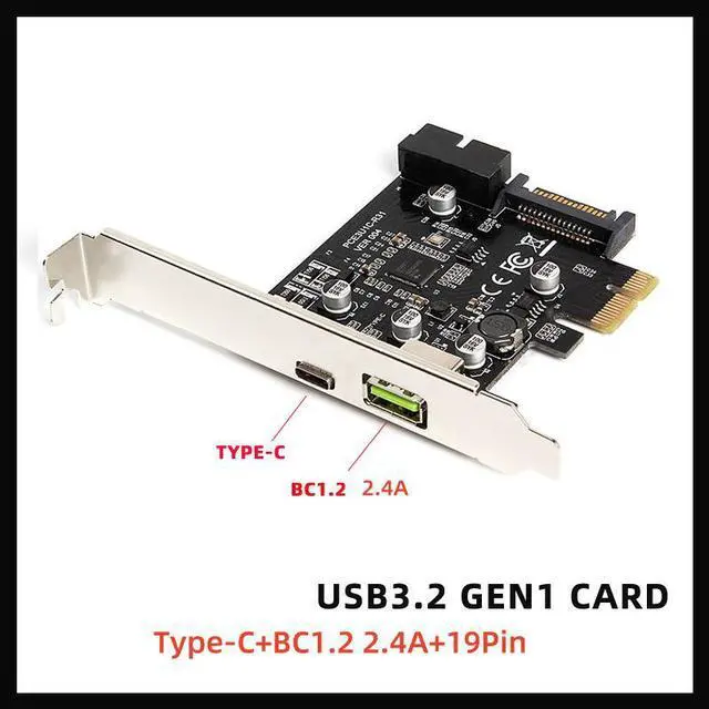 Main image of Weastlinks PCI-Express PCI-e To USB 3.1 Type-C Riser Post Card PCIe to USB-C 2.4A Fast Charger+19PIN Front USB Miner Expansion Adapter Card