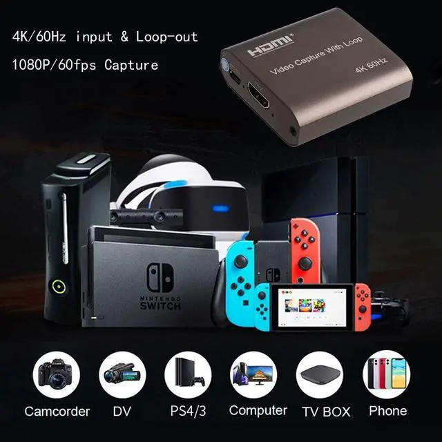 Alt view image 2 of 7 - Weastlinks 4K 60hz Loop Out HDMI Capture Card Audio Video Recording Plate Live Streaming USB 1080p 60fps Grabber for PC PS4 Game DVD Camera