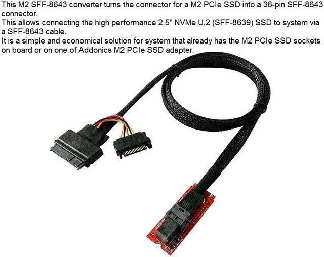 Alt view image 2 of 7 - Weastlinks Computer Cables Connector U.2 SFF-8639 to M.2 M Key NVMe Adapter Card Mini SAS to M.2 M-Key NVMe SFF-8639 Adapter SFF-8639 Cable