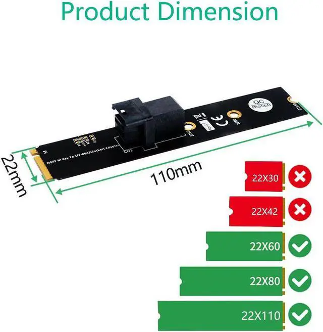 Alt view image 2 of 7 - Weastlinks Riser Card M.2 Module MiniSAS HD SFF-8643 36Pin Connector to NGFF M.2 Key M Adapter Support Intel 750 2.5" U2 SFF-8639 NVMe SSD