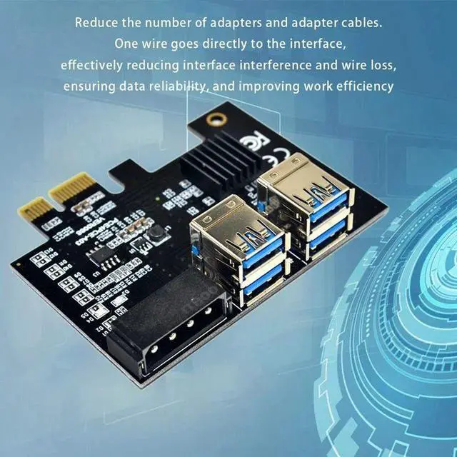 Alt view image 6 of 7 - Weastlinks Riser PCI Express USB 3.0 1 to 4 Expansion Card PCI-E 1X to 16X Riser for Video Card Graphics Card BTC Miner Mining Cards