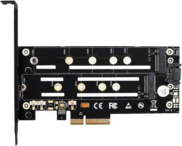Alt view image 7 of 7 - Weastlinks PCI-E Adapter Card B-key + M-key M.2 NGFF + NVME Dual Interface PCIE M2 SATA Riser Adapter For 2230 2242 2260 2280 22110 M.2 SSD