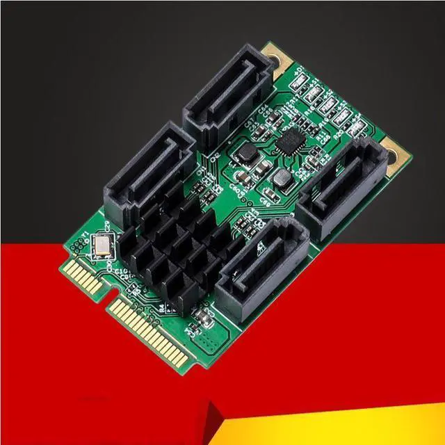 Alt view image 4 of 6 - Weastlinks Mini PCI-E SATA 4 Port SATA III 6G Mini PCI Express Marvel 88SE9215 Controller Card SATA3.0 Mini PCI Express SSD Adapter Card