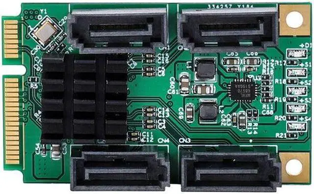 Alt view image 3 of 6 - Weastlinks Mini PCI-E SATA 4 Port SATA III 6G Mini PCI Express Marvel 88SE9215 Controller Card SATA3.0 Mini PCI Express SSD Adapter Card
