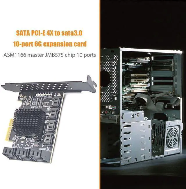 Alt view image 6 of 6 - Weastlinks Chi a Mining PCIE SATA Card Adapter 10 port SATA 3.0 to PCI Express 3.0 X4 Expansion Card SATA3.0 6G PCI-E SATA Controller Riser