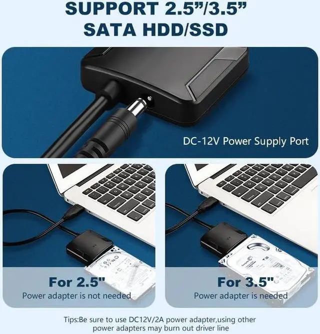 Alt view image 7 of 7 - Weastlinks USB 3.0 To Sata 3 Adapter Converter Cable USB3.0 Hard Drive Converter Cable For 2.5 3.5 HDD SSD Adapter