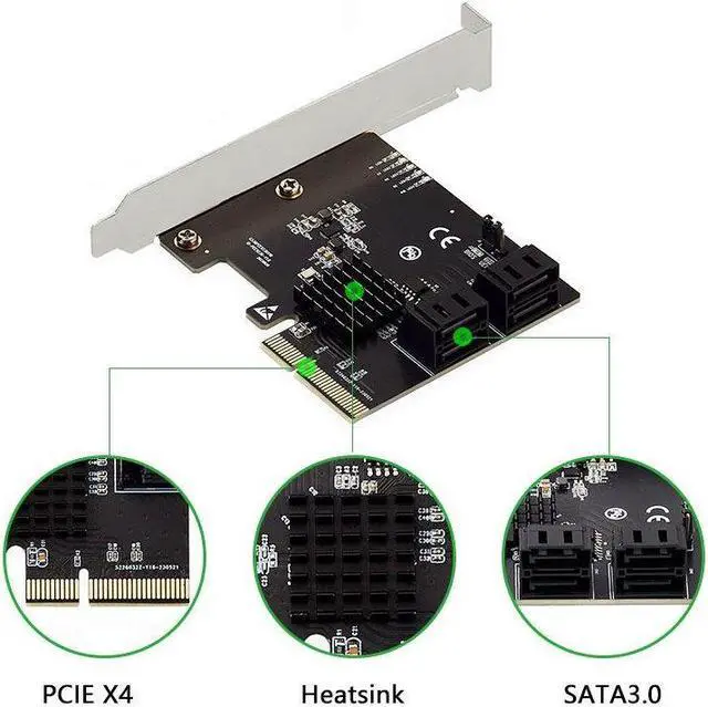 Alt view image 2 of 7 - Weastlinks Raid Card PCI Express X4 to 4Port SATA 3.0 6Gbps Controller Expansion Card Support SATA3.0 HDD SSD RAID 0/1/10 Marvell 9236 Chip