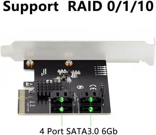 Alt view image 3 of 7 - Weastlinks Raid Card PCI Express X4 to 4Port SATA 3.0 6Gbps Controller Expansion Card Support SATA3.0 HDD SSD RAID 0/1/10 Marvell 9236 Chip