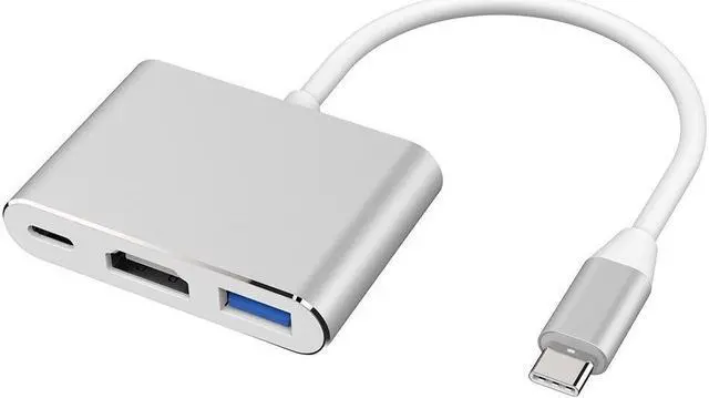 Alt view image 2 of 5 - Weastlinks USB-C To HDMI 3 in 1 Cable Converter USB 3.1 Type C To HDMI 4K USB 3.0 USB 3.2 Adapter Cable Silver