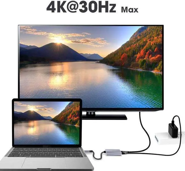 Alt view image 5 of 5 - Weastlinks USB-C To HDMI 3 in 1 Cable Converter USB 3.1 Type C To HDMI 4K USB 3.0 USB 3.2 Adapter Cable Silver