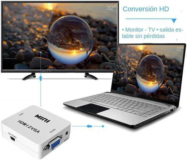 Alt view image 2 of 7 - Weastlinks HDMI to VGA Converter With Audio VGA to HDMI Converter HDMI Adapter for Notebook Xbox360 DVD PS3 PC HD 1080P TV Box Projector