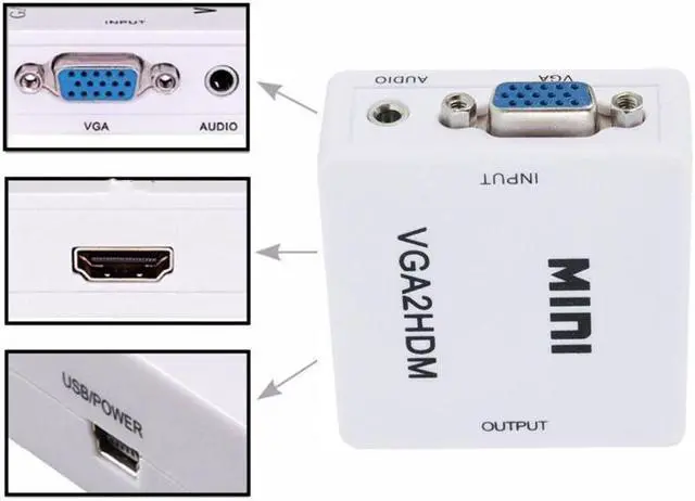 Alt view image 3 of 3 - Weastlinks HDMI to VGA Converter With Audio VGA to HDMI Converter HDMI Adapter for Notebook Xbox360 DVD PS3 PC HD 1080P TV Box Projector VGA to HDMI