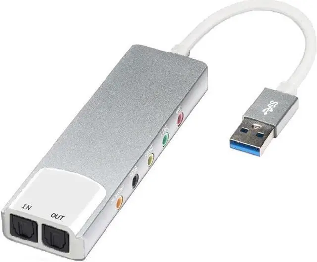 Alt view image 3 of 7 - Weastlinks External Audio Converter Aluminium Alloy USB Audio Adapter 7.1 5.1 Channel External Audio Card SPDIF Optical for Laptop Desktop Sound Blaster AE-9
