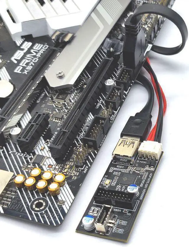 Alt view image 6 of 7 - Weastlinks Header 19pin to Type E + 19Pin Motherboard 1 to 2 Splitter USB 3.0 Hub USB Adapter Conector USB 19Pin Connector Extension Cables