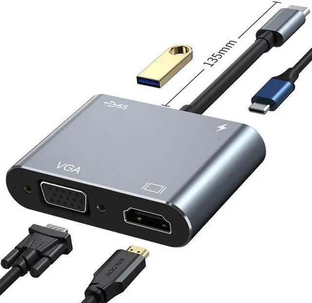 Main image of Weastlinks USB C to VGA HDMI Cable USB 3.1 HUB Type C to VGA adapter monitor cable USB-C to VGA Cable