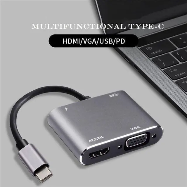 Alt view image 3 of 7 - Weastlinks USB C To HDMI VGA Adapter Type-C Digital AV Multiport Adapter Thunderbolt 3 Converter To 4K 1080P Fast Charging Port