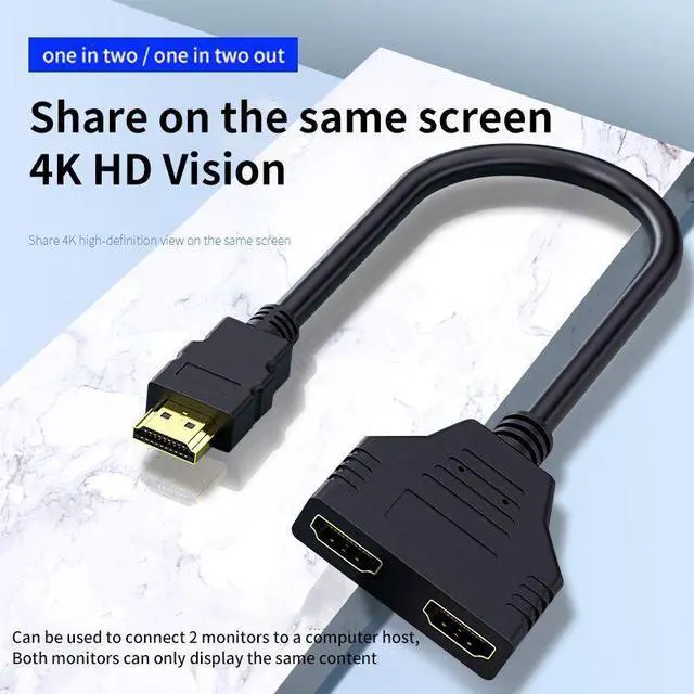 Alt view image 4 of 7 - Weastlinks 2Pcs HDMI Splitter Cable 1080P 2 Dual Port Y Splitter 1 In 2 Out Cable Adapter Splitter