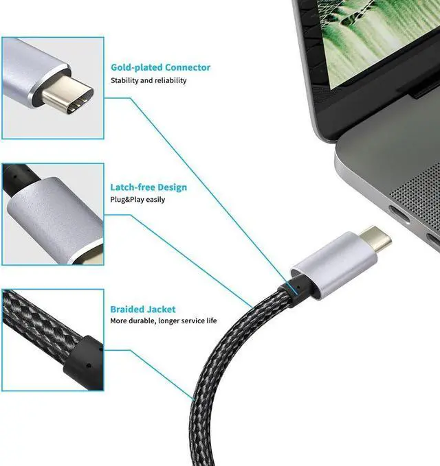 Alt view image 3 of 7 - Weastlinks Thunderbolt 3 USB C to Displayport 1.4 cable 8K 4K 144Hz 2K 165Hz USB 3.1 Type C to DP cable
