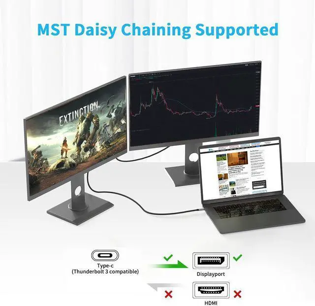 Alt view image 4 of 7 - Weastlinks Thunderbolt 3 USB C to Displayport 1.4 cable 8K 4K 144Hz 2K 165Hz USB 3.1 Type C to DP cable