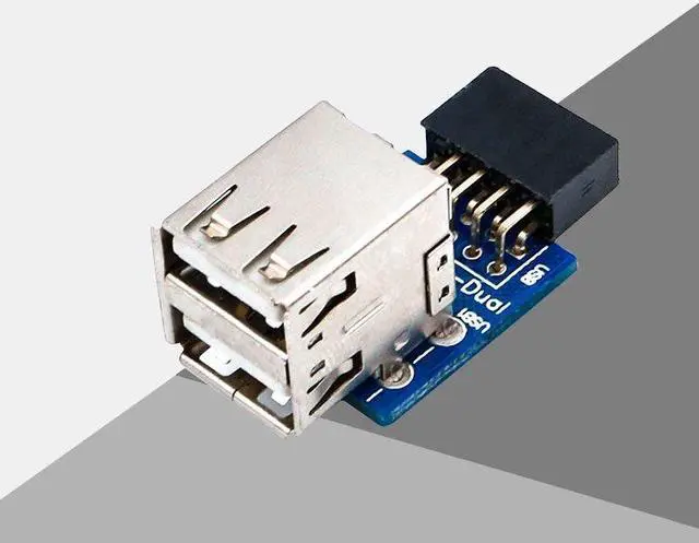 Alt view image 3 of 3 - Weastlinks USB HUB 9Pin PC Host Internal Motherboard USB 2.0 Hub 9Pin to 2 Port USB A Female Splitter Converter PCB Board Extender Card White