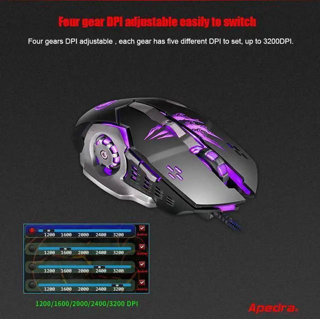 Alt view image 4 of 7 - Weastlinks Wired Gaming Mouse Gamer Computer Mouse Gaming Mouse USB Ergonomic Mouse 6 Buttons Game Mice For PC Gamer