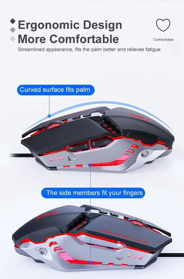 Alt view image 6 of 7 - Weastlinks Gaming Mouse Computer Mouse 7D Customizable Gaming Mouse 3200DPI Optical USB Gaming Mouse Silver