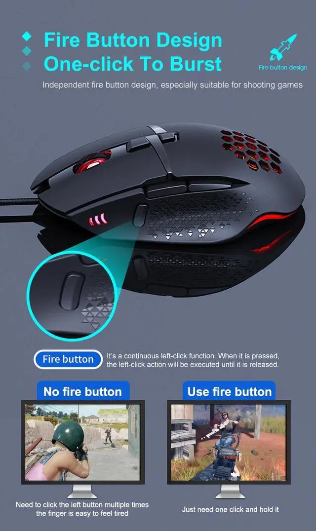 Alt view image 3 of 7 - Weastlinks Gaming Mouse Computer Mouse 8D Customizable Gaming Mouse 7200DPI Optical USB Gaming Mouse