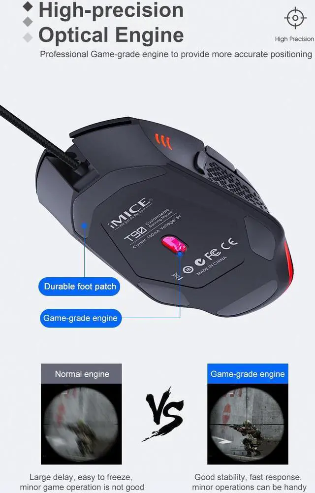 Alt view image 5 of 7 - Weastlinks Gaming Mouse Computer Mouse 8D Customizable Gaming Mouse 7200DPI Optical USB Gaming Mouse