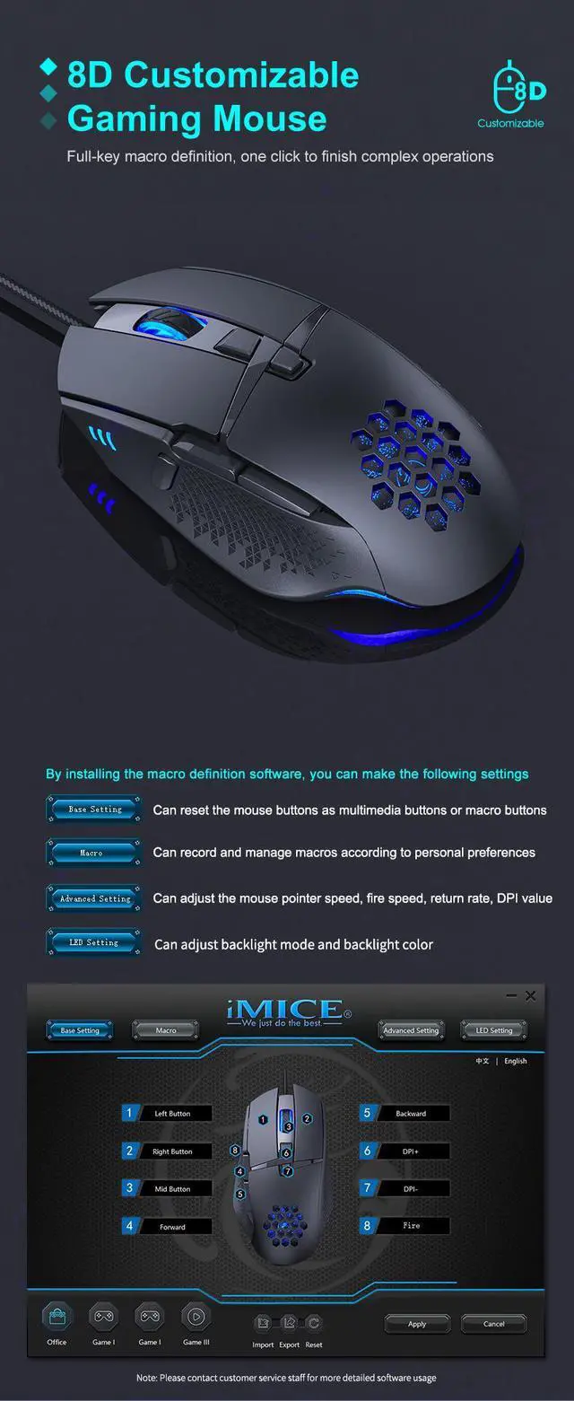 Alt view image 2 of 7 - Weastlinks Gaming Mouse Computer Mouse 8D Customizable Gaming Mouse 7200DPI Optical USB Gaming Mouse