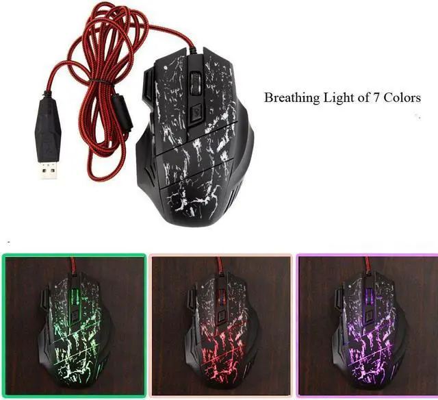 Alt view image 3 of 7 - Weastlinks Wired Game Mouse Streaming Crack Colorful Light USB Port Mice 7 Button 3200DPI Adjustable For Laptop Computer Gaming Mouse