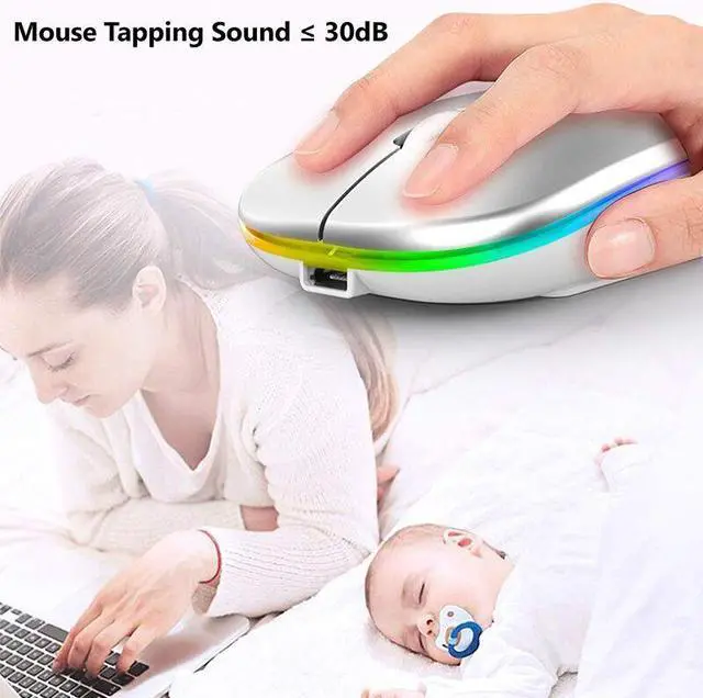 Alt view image 6 of 7 - Weastlinks Wireless Mouse For Laptop PC RGB Rechargeable Mouses Wireless Computer Silent Mice Gaming Mouse